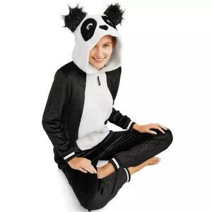 Womens Panda Bear Union Suit One Piece Plush Hooded Costume Pajamas Size…